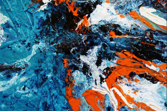 Aqua Duct 190cm x 100cm Blue Orange Abstract Art