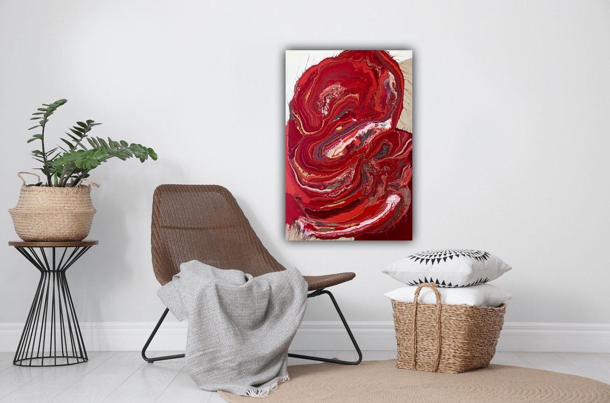Organic Abstract Acrylic Painting By Ana Hefco, 24 X 36, Old Lady Shawl, Original Artwork
