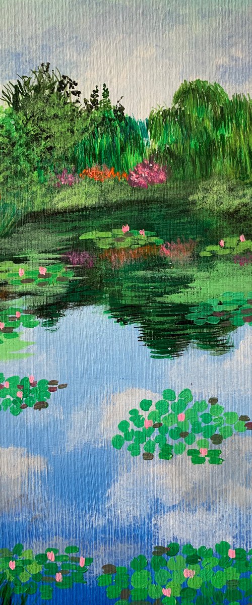 Monet’s garden ! Water lilies pond! Giverny ! Painting on paper by Amita Dand