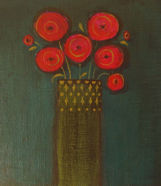 Poppies in a Small Vase..