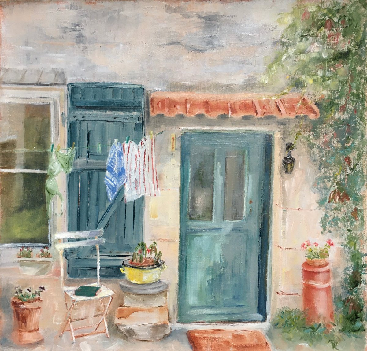 Impressionistic Landscape Oil Painting By Rebecca Pells, 16 X 16", Rising Temperature, Original Artwork