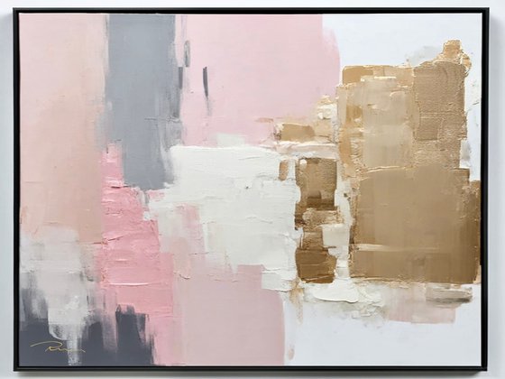 Powder Pink and Gold Abstract