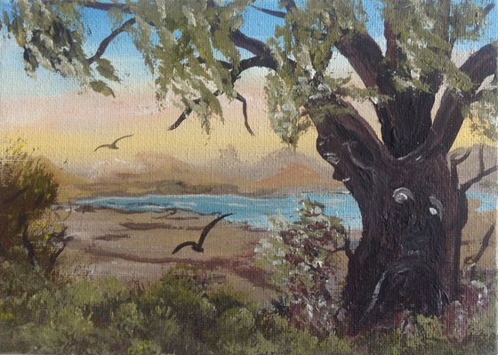 Tree spirits on a mini canvas