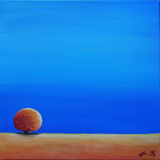Lone tree #5 - surreal landscape on stretched cotton canvas, ready to hang, 30x30cm