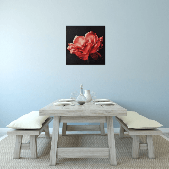 "To the light.  "  rose red flower  liGHt original painting  GIFT (2022)