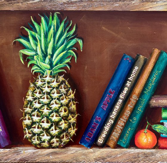 Bookshelf with fruits #2
