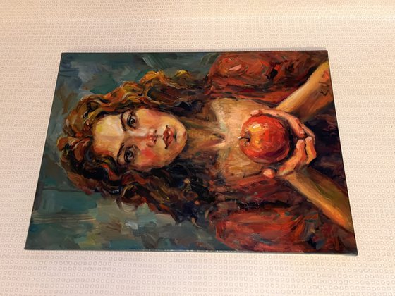 Girl with red apple