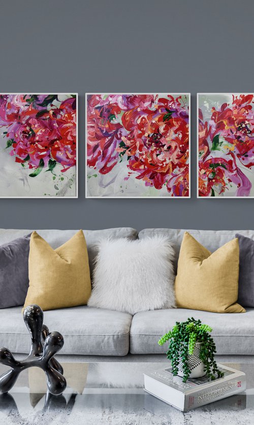 Floral triptych by Anna Cher