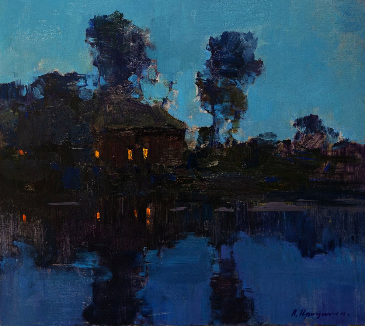 Night pond by Aleksandr Kryushyn