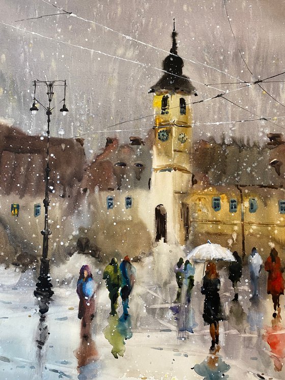 Sold Watercolor “Moody Winter Day” perfect gift