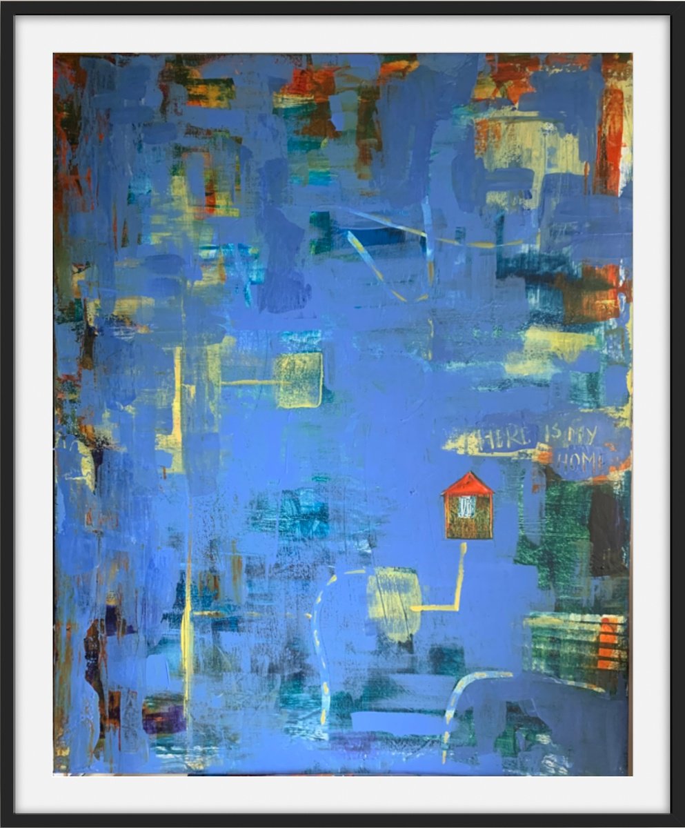 Impressionistic Landscape Acrylic Painting By Olga Pascari, 31 X 39", Here Is My Home, Original Artwork