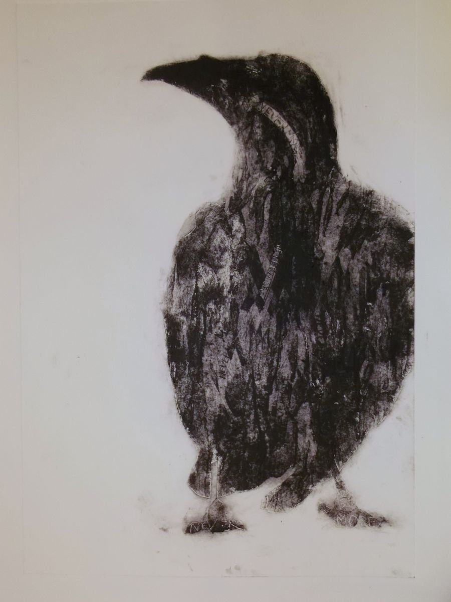 Organic Animal Limited Edition Print By Sandra Haney, 22 X 30", The Raven, Original Artwork