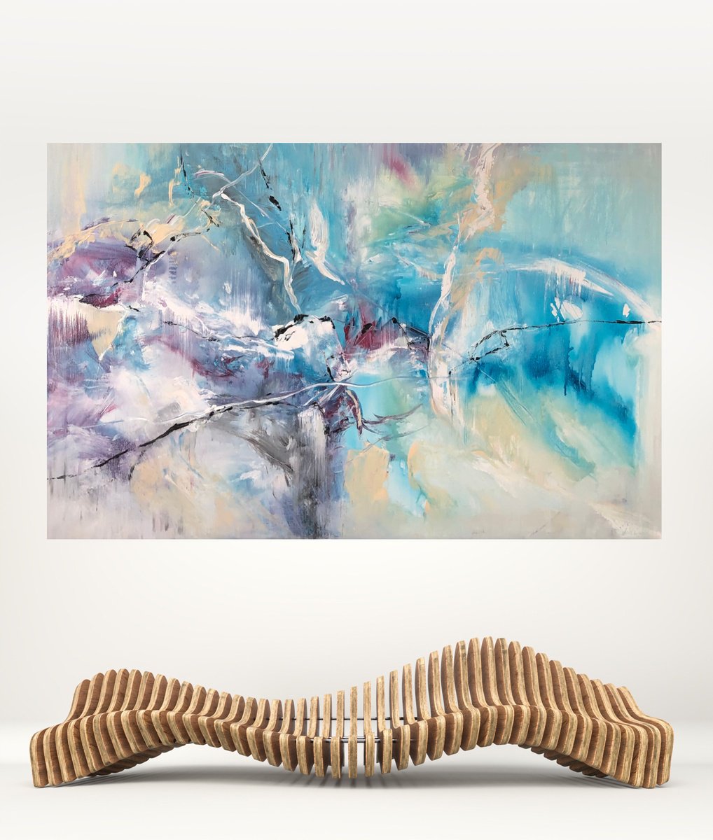 Abstract Painting By Snezana Djordjevic, 43 X 28", Atlas Of The Heart-3, Original Artwork