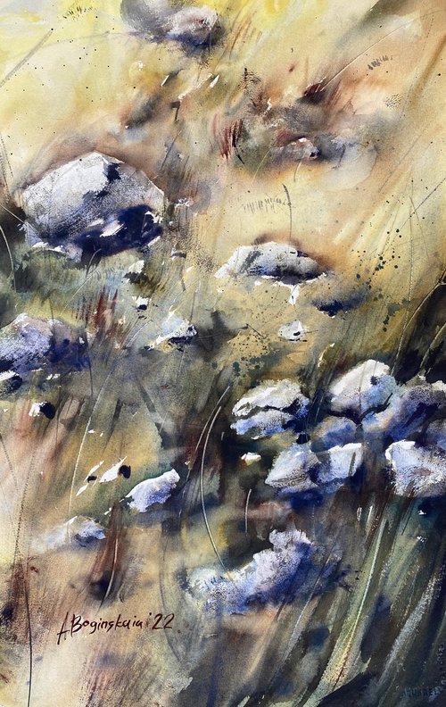 the path - landscape watercolor by Anna Boginskaia