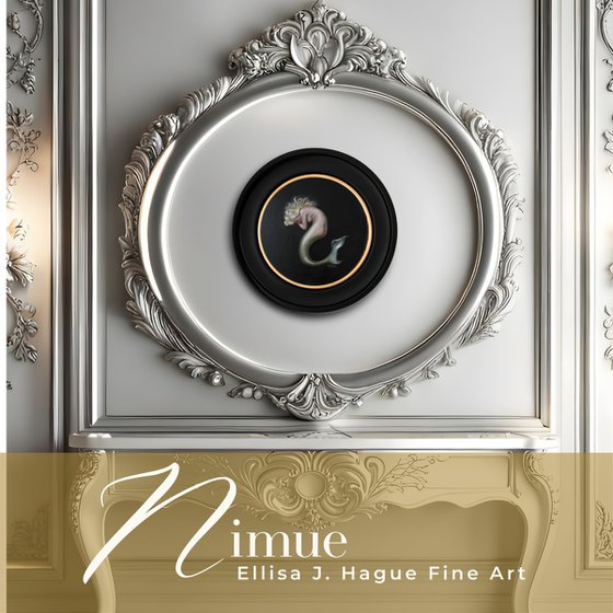 Nimue, mermaid circular oil painting