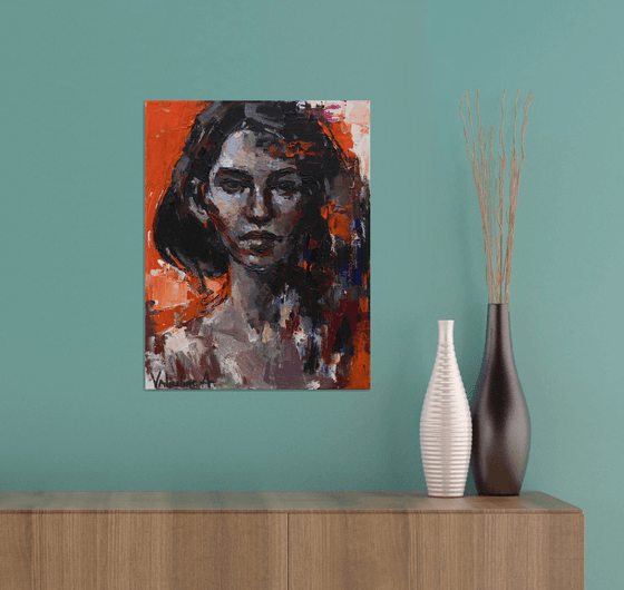 Abstract woman portrait Original acrylic painting