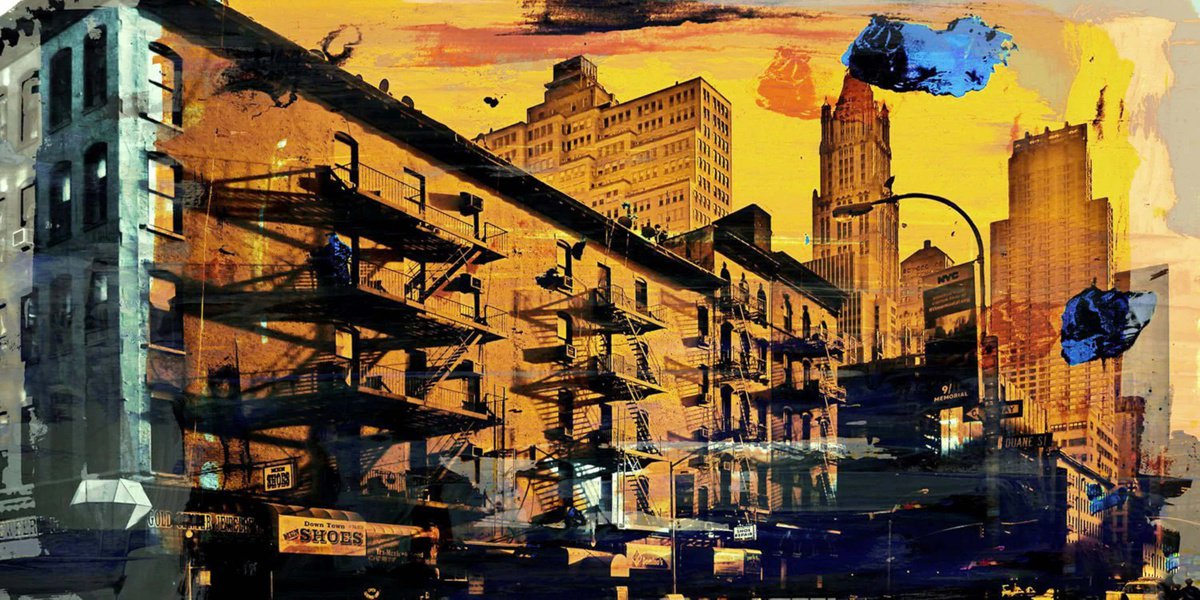 Abstract Cityscapes Photograph By Sven Pfrommer, 55 X 28", New York Stairs, Original Artwork