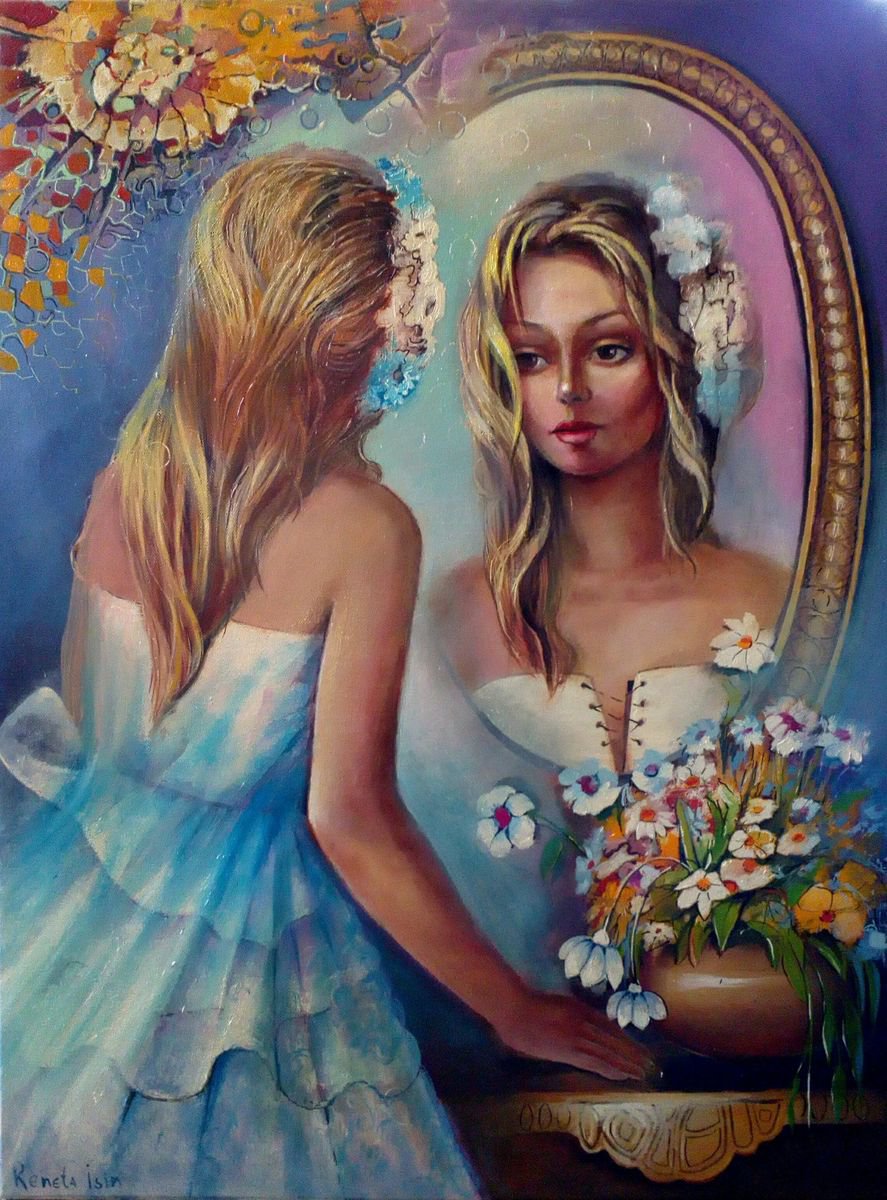 Impressionistic Portrait Oil Painting By Reneta Isin, 24 X 31", " In Love ", Original Artwork
