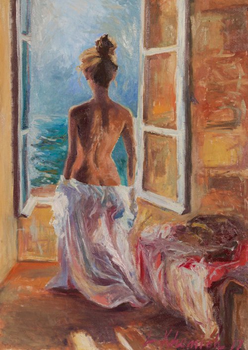 Naked  Model Painting by Leo Khomich