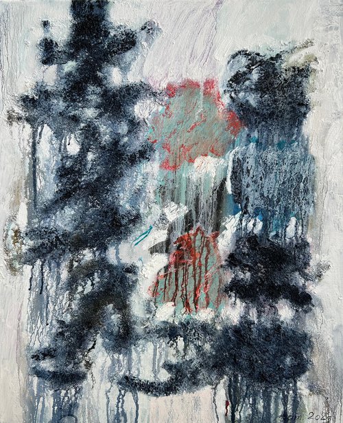 Non-human traces, 55x45, canvas mixed media,  2023 by Aram Yengibaryan