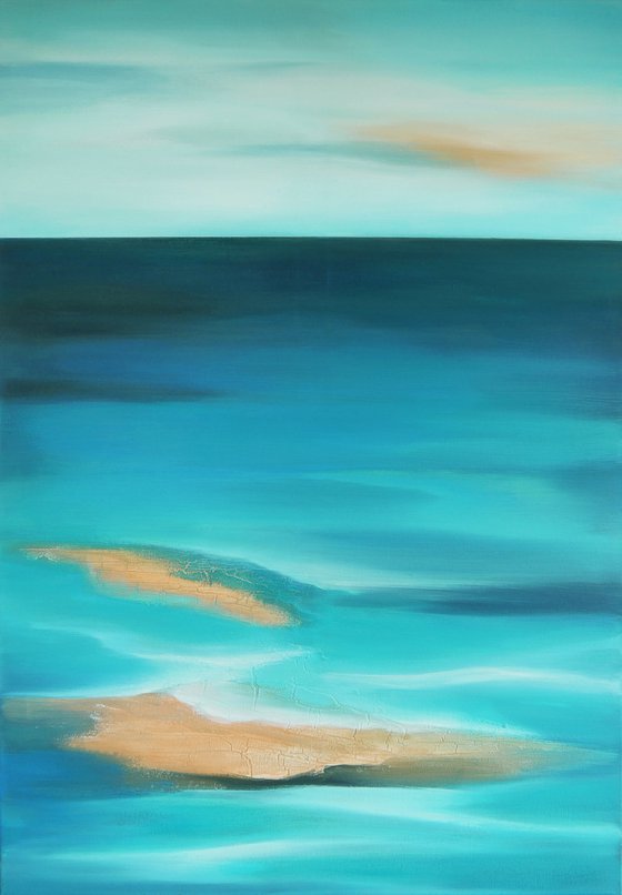 A large seascape painting "Peaceful Place"