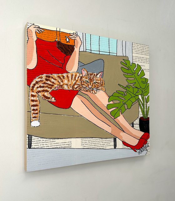 Cat Capers Lounging 2 30cm x 30cm