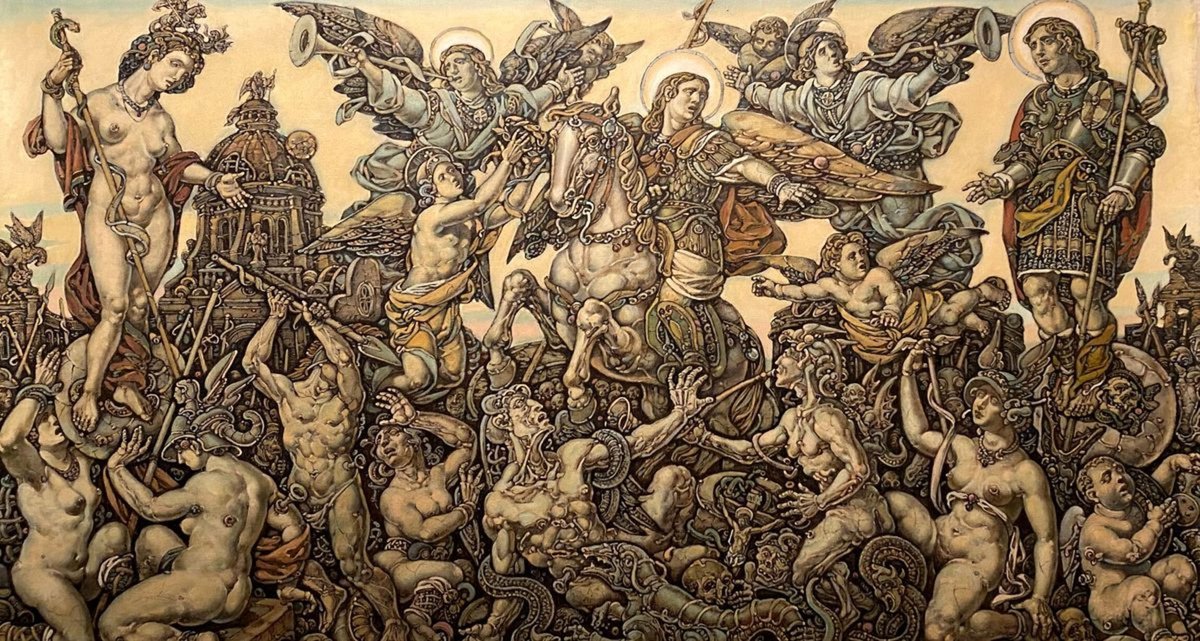 Surrealistic Oil Painting , Triumph Of Saint George By Oleg And Alexander Litvinov, 33 X 59, Artwork For Sale On Artfinder