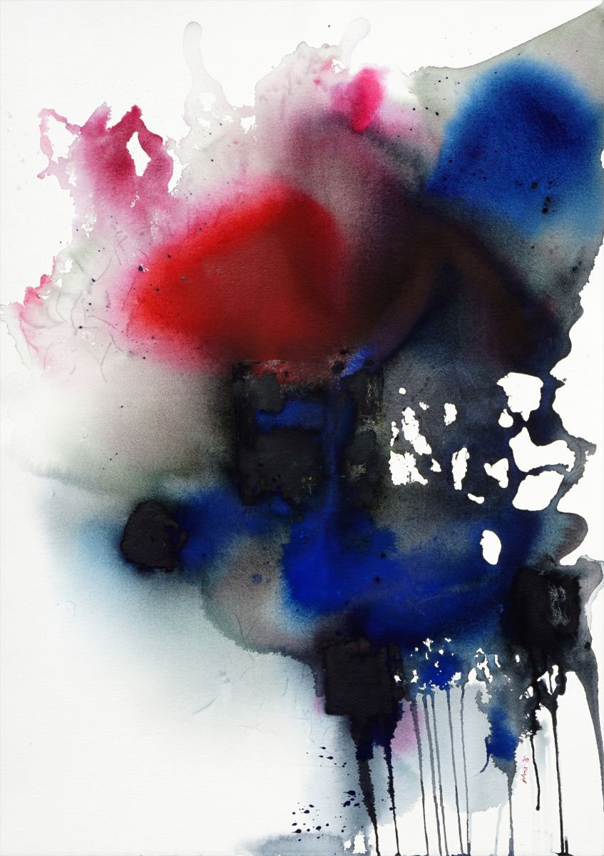 Organic Abstract Watercolour By Jelena B, 30 X 41, Dragons Of My Dreams, Original Artwork