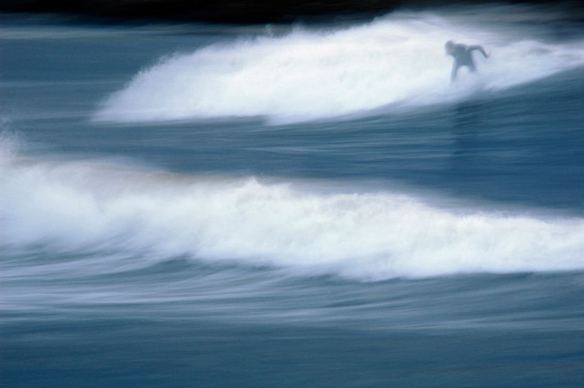 Expressive Landscape Photograph By Tal Paz-Fridman, 22 X 16", Surfing The Winter Sea, Original Artwork