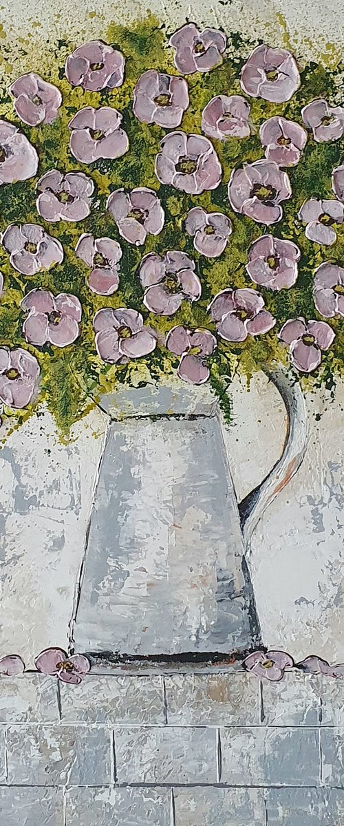 LIFE IS A VASE WITH PINK FLOWERS by Cinzia Mancini