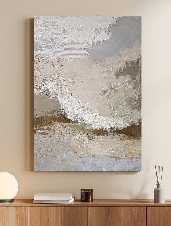 "Fjord 2" Abstract blue brown textured art