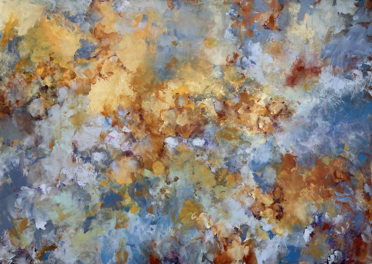 Abstract Acrylic Painting By Miri Baruch, 55 X 39", Melody, Original Artwork