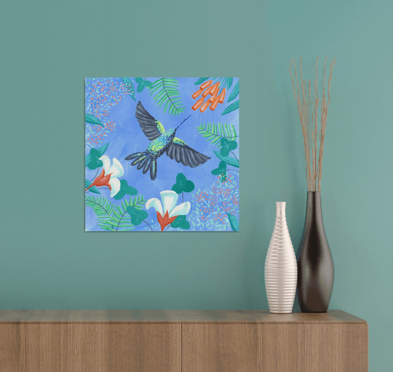 Hummingbird with flowers