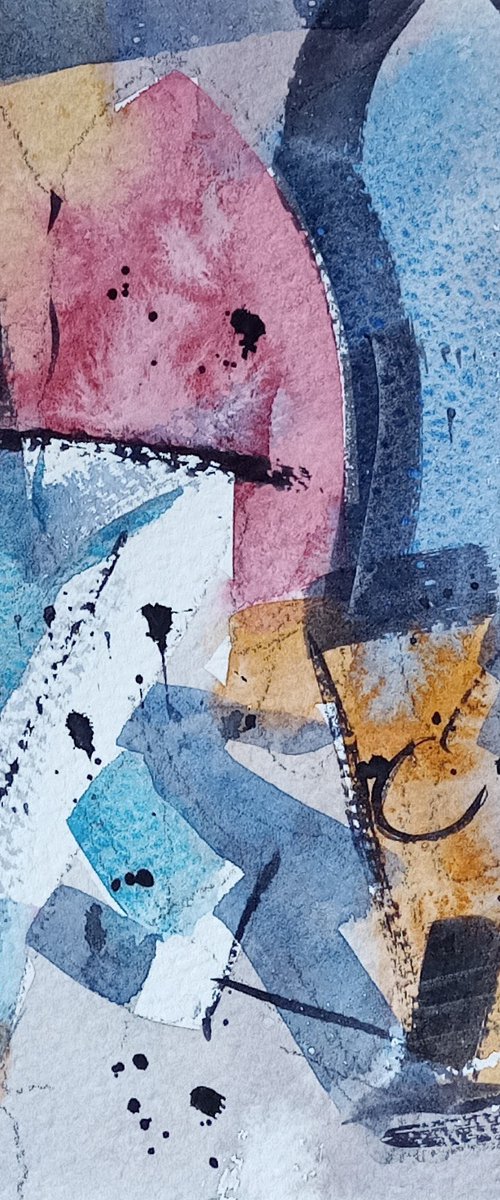 Walking couple - abstract watercolor by Tollo Pozzi