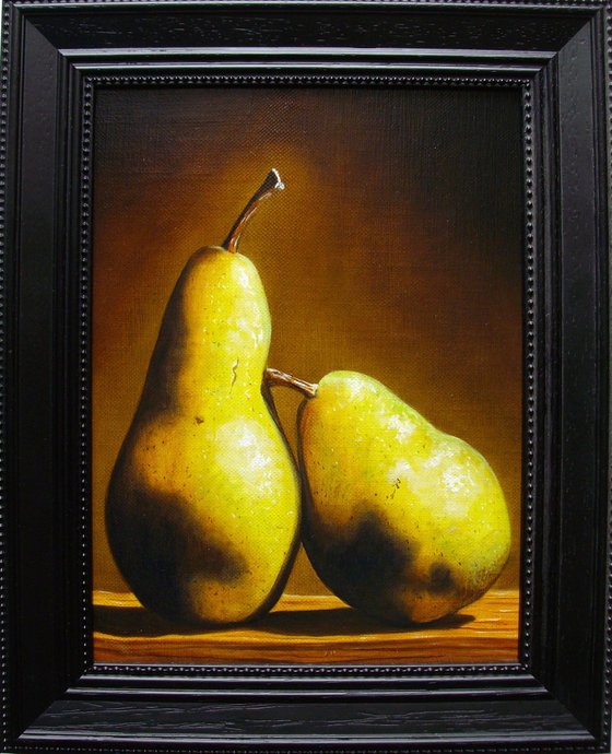 2 hugging pears