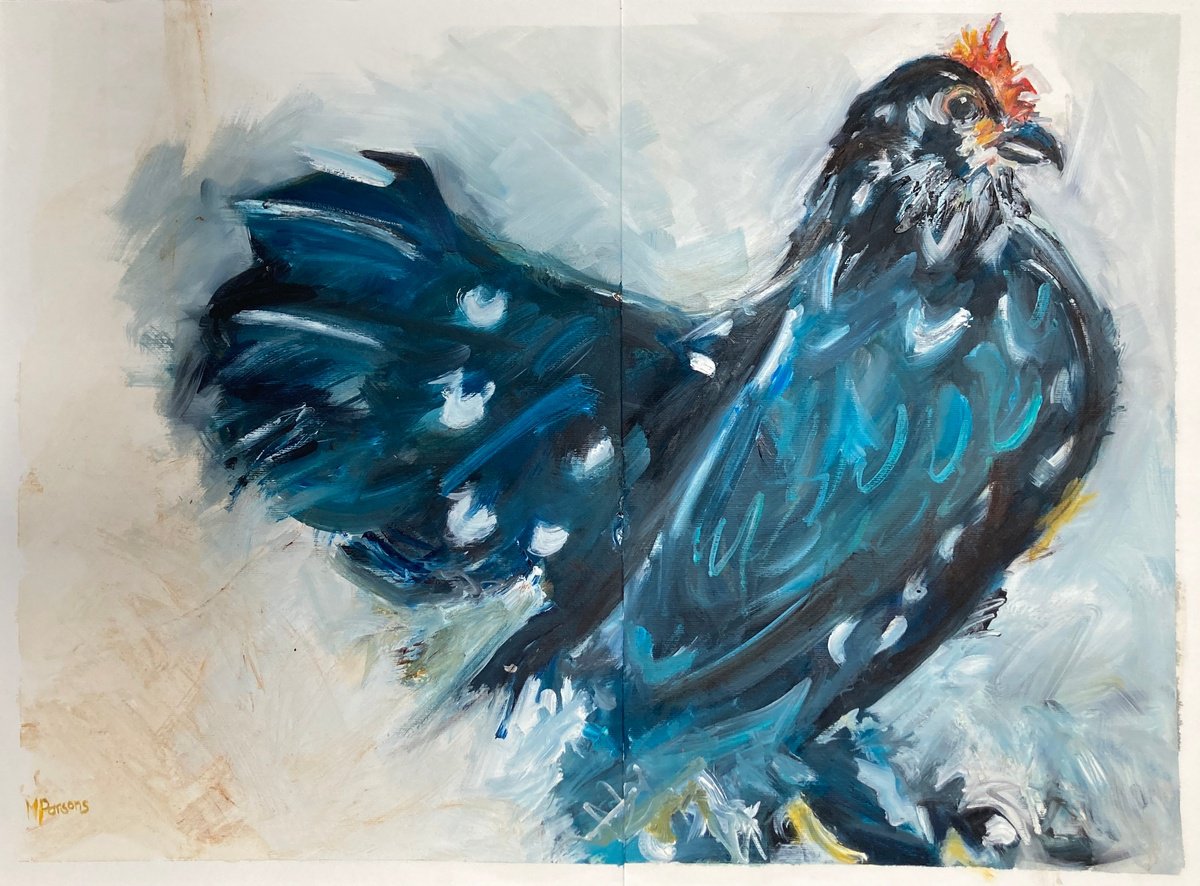 Expressive Animal Oil Painting By Michelle Parsons, 26 X 20", Bc, Original Artwork