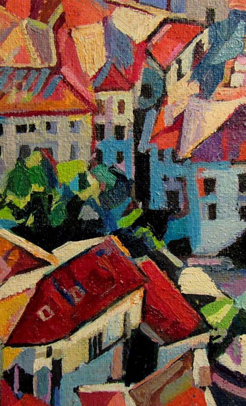 Red city roofs   - Miniature I by Maja Đokić Mihajlović