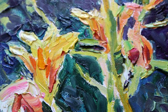 Yellow lilies, sultry day