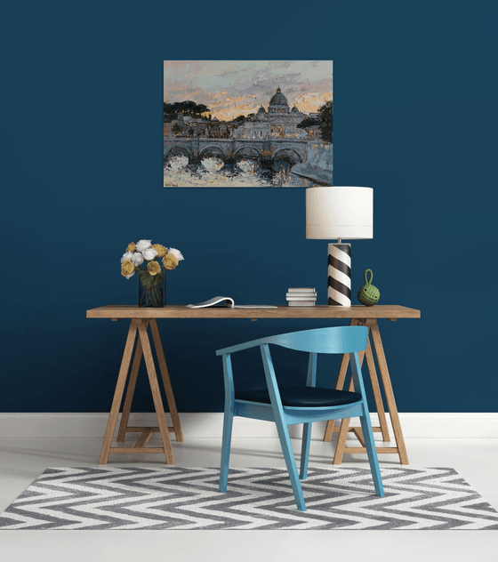 St. Angelo Bridge at Sunset, Rome