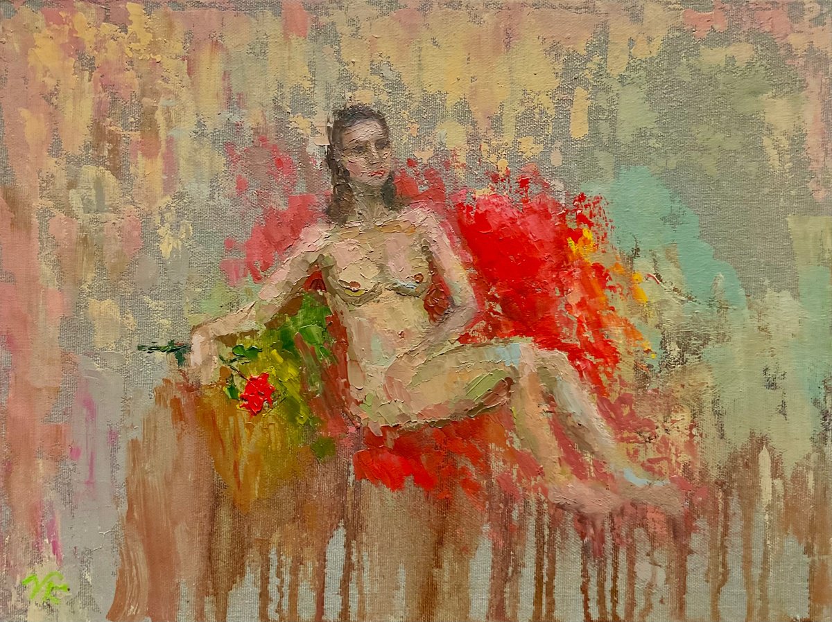 Impressionistic Portrait Oil Painting By Vera Klimova, 16 X 12", Helena, Original Artwork