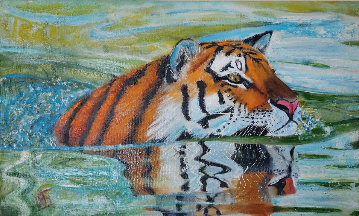 Summer Swim By Ira Whittaker, 19 X 12, Artwork For Sale On Artfinder