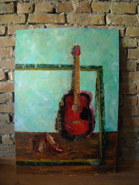 Still Life With Guitar And Lady Shoes