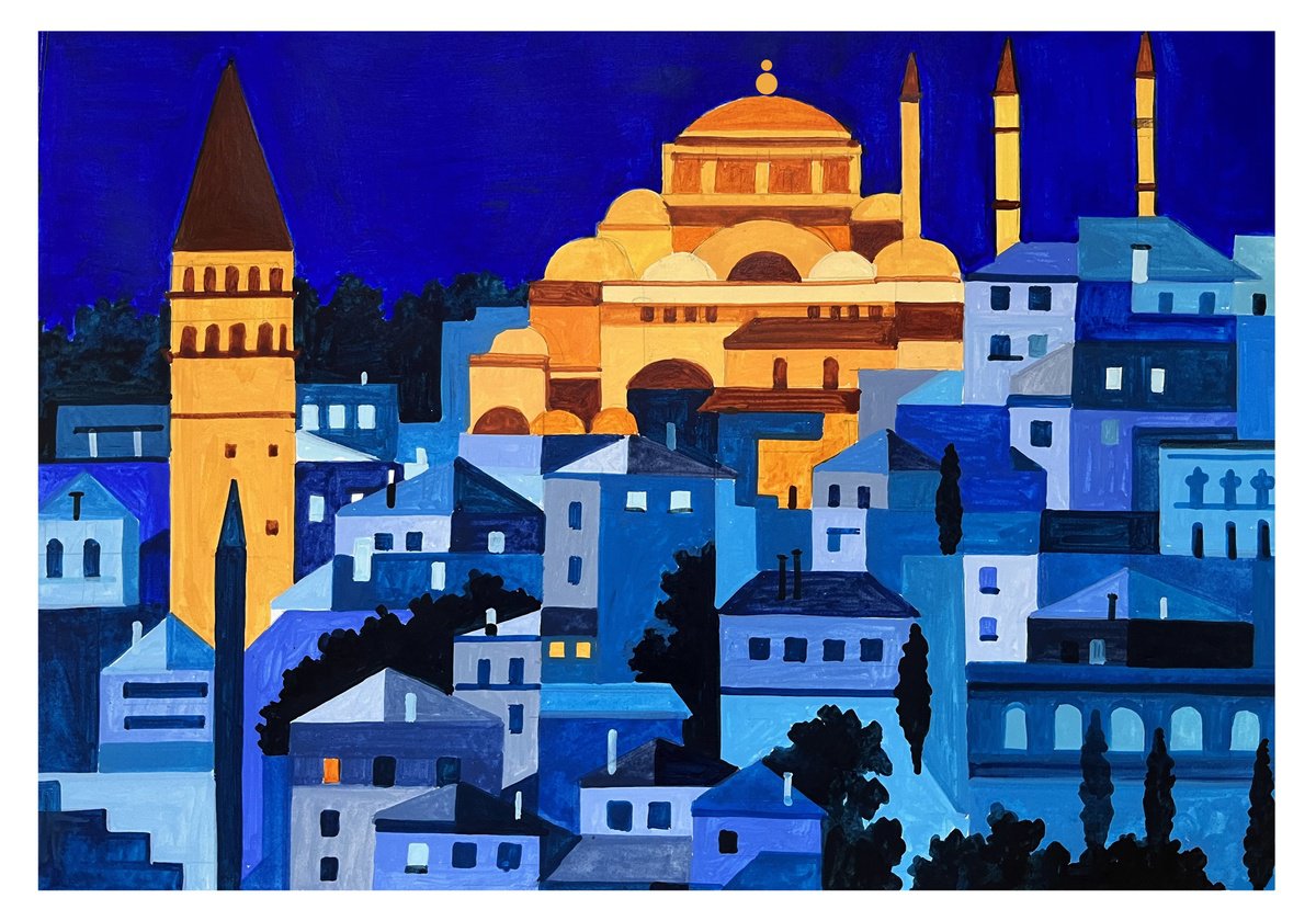 Urban And Pop Acrylic Painting , Istanbul-05 By Andre Baldet, 17 X 13, Artwork For Sale On Artfinder