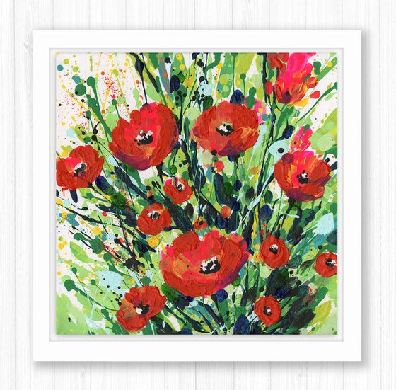 Poppy Pop -  Textured Flower Painting  by Kathy Morton Stanion