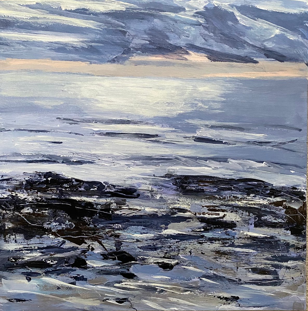 Impressionistic Landscape Acrylic Painting By Nikki Wheeler, 20 X 20", Early Light, Autumn, Original Artwork