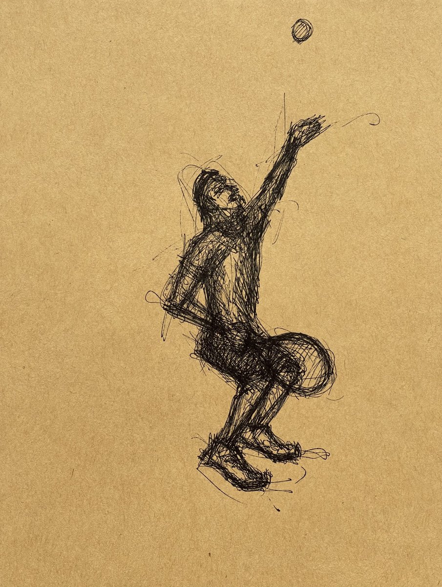 Expressive Portrait Ink Drawing By David Lloyd, 6 X 8, Service Motion 8, Original Artwork