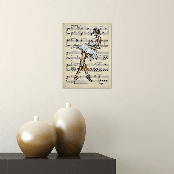 Ballerina XXXVII- Vintage Music Page, GIFT idea