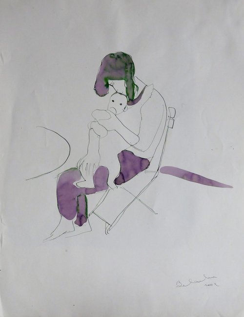 Maternity, Large drawing 1, ink on paper 65x50 cm by Frederic Belaubre