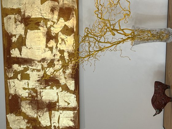 Gold leaf, brown, yellow