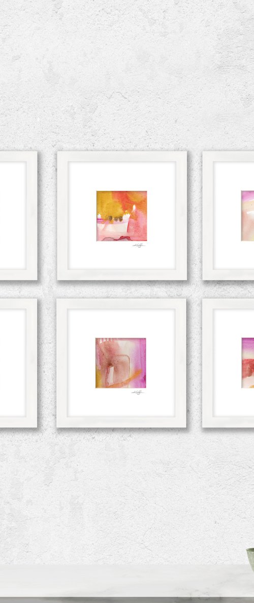 Lullaby Collection 4 - Set of 6 Abstract Paintings in Mats by Kathy Morton Stanion by Kathy Morton Stanion